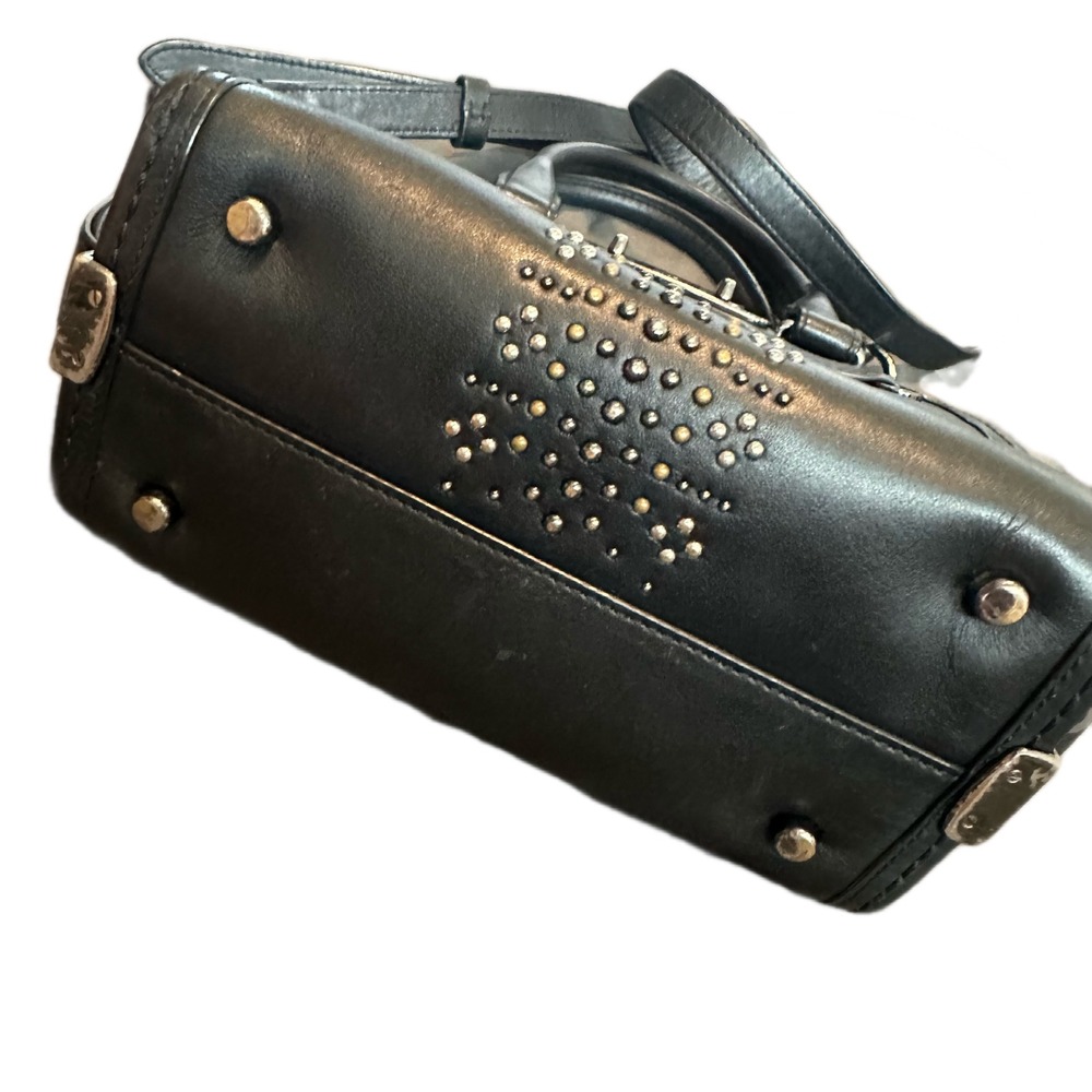 Coach Bandana Rivet Swagger 21 Black mini Leather Satchel Crossbody Bag Gunmetal - Picture 4 of 10
